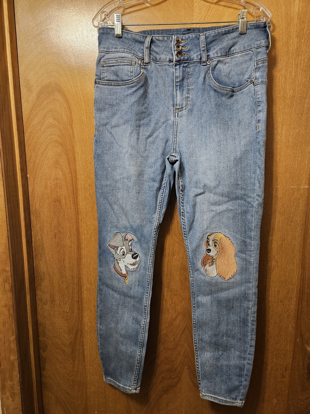 Disney Light Blue Denim Jeans with Lady and Tramp Embroidered Patches